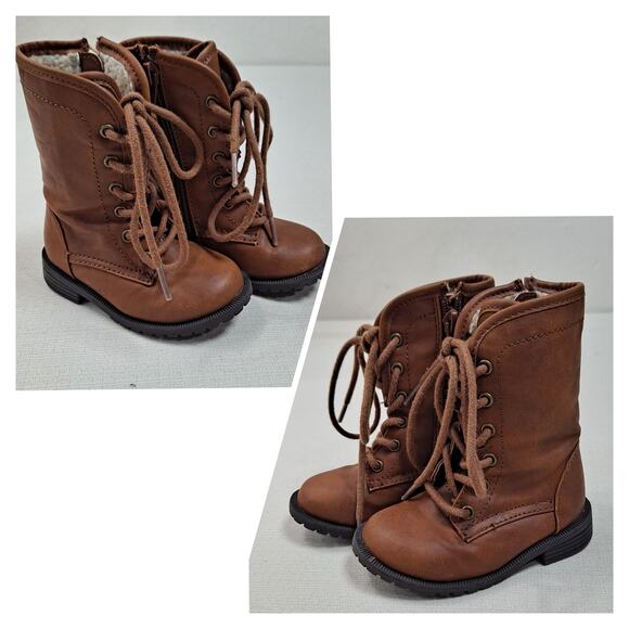 Baby Girl/ Cherokee Toddler Size 5 Boots Brown Mid Calf Lace Up - Picture 5 of 8